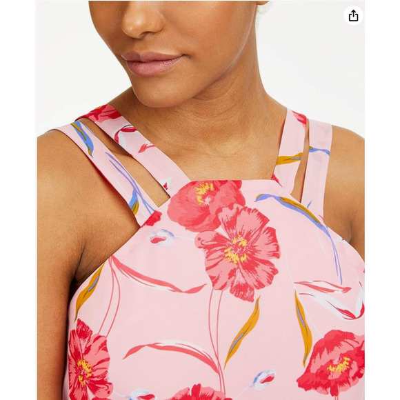 bar III Women Small Dress Floral Print Sleeveless Fit & Flare Dress Pink New - Picture 3 of 11